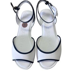 Karl Lagerfeld White Sandals with Black Accents